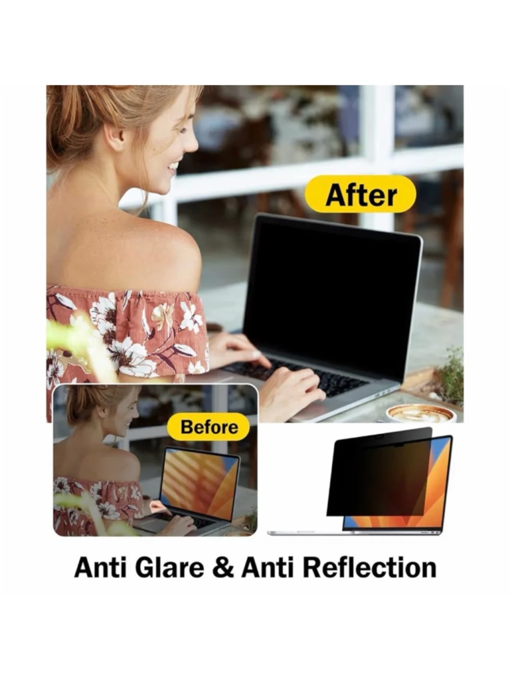 NEW FORITO 15.6” Laptop Privacy Screen Protector 360° AntiPeeping & Glare Shield